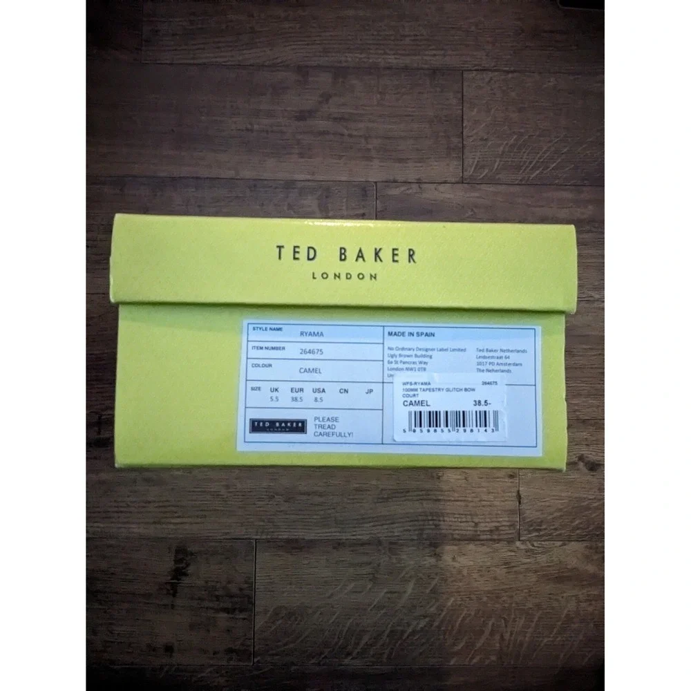 Ted‎ Baker Ryana Tapestry Pointed Toe Bow Pump Camel US Size 8.5